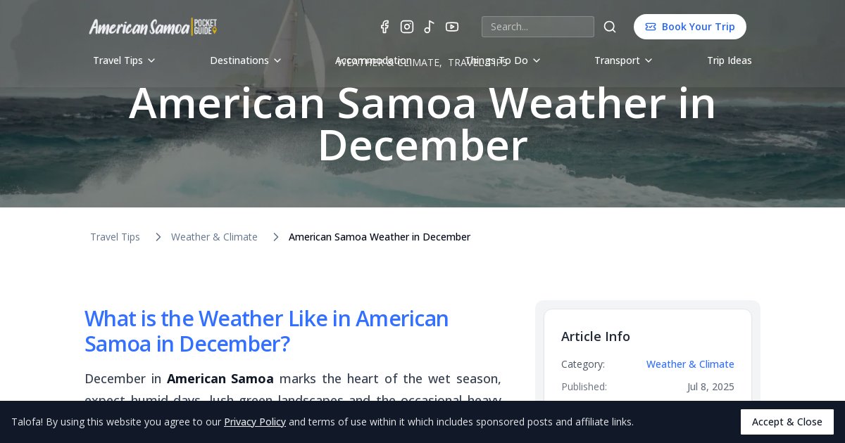American Samoa Weather in December | American Samoa Pocket Guide