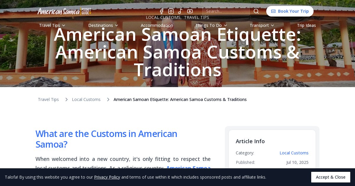 American Samoan Etiquette: American Samoa Customs & Traditions ...