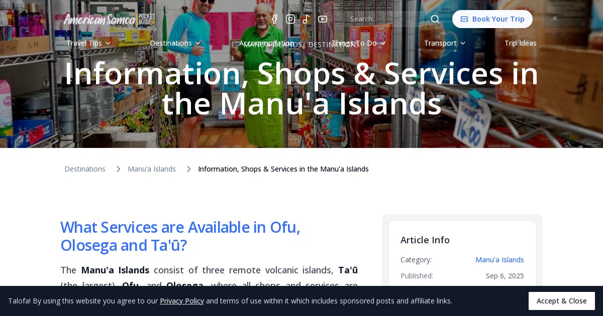 Information, Shops & Services in the Manu'a Islands | American Samoa ...