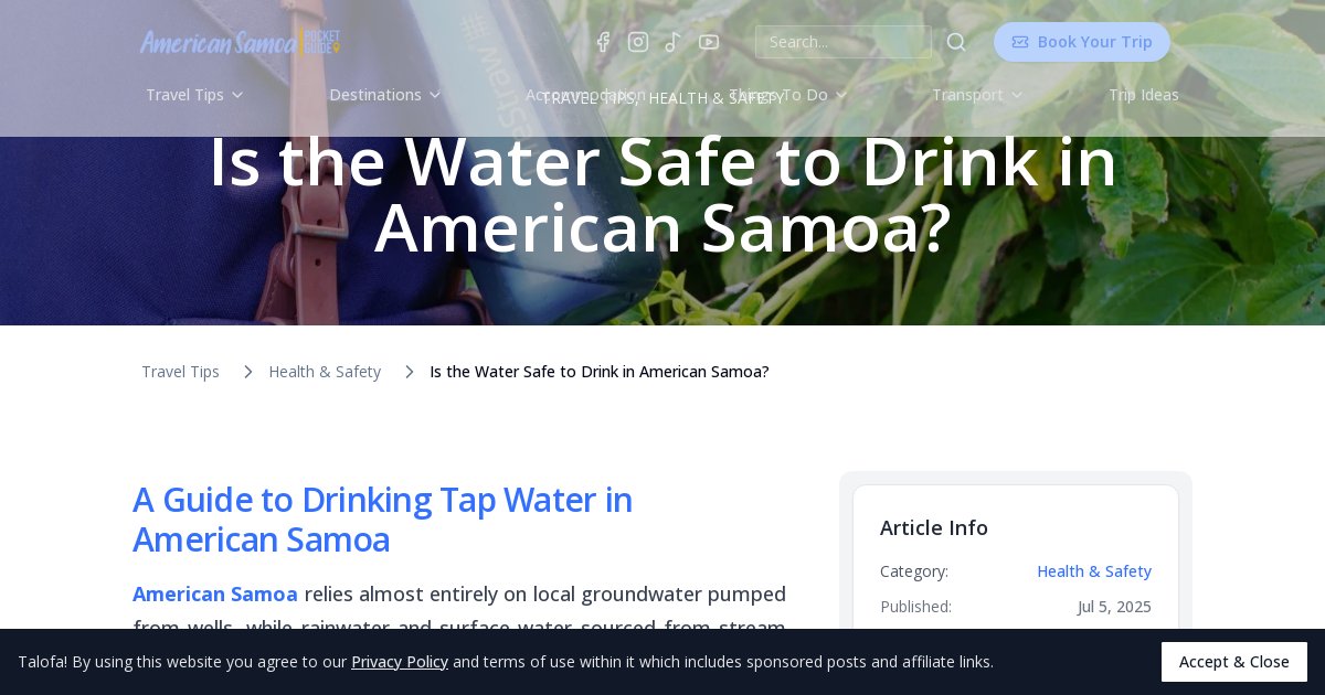 Is the Water Safe to Drink in American Samoa? [2026] | American Samoa ...