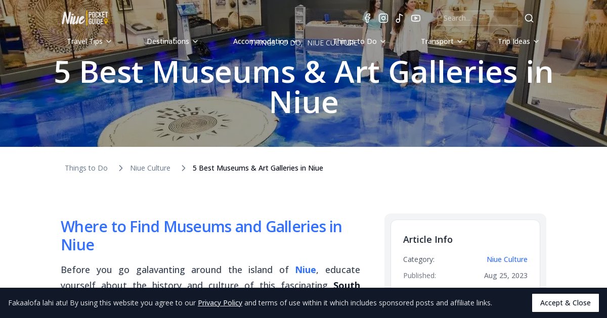 5 Best Museums & Art Galleries in Niue | Niue Pocket Guide