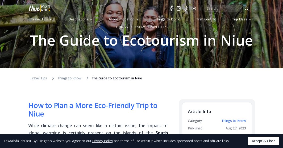 The Guide to Ecotourism in Niue | Niue Pocket Guide