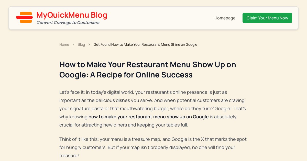 Get Found How to Make Your Restaurant Menu Shine on Google