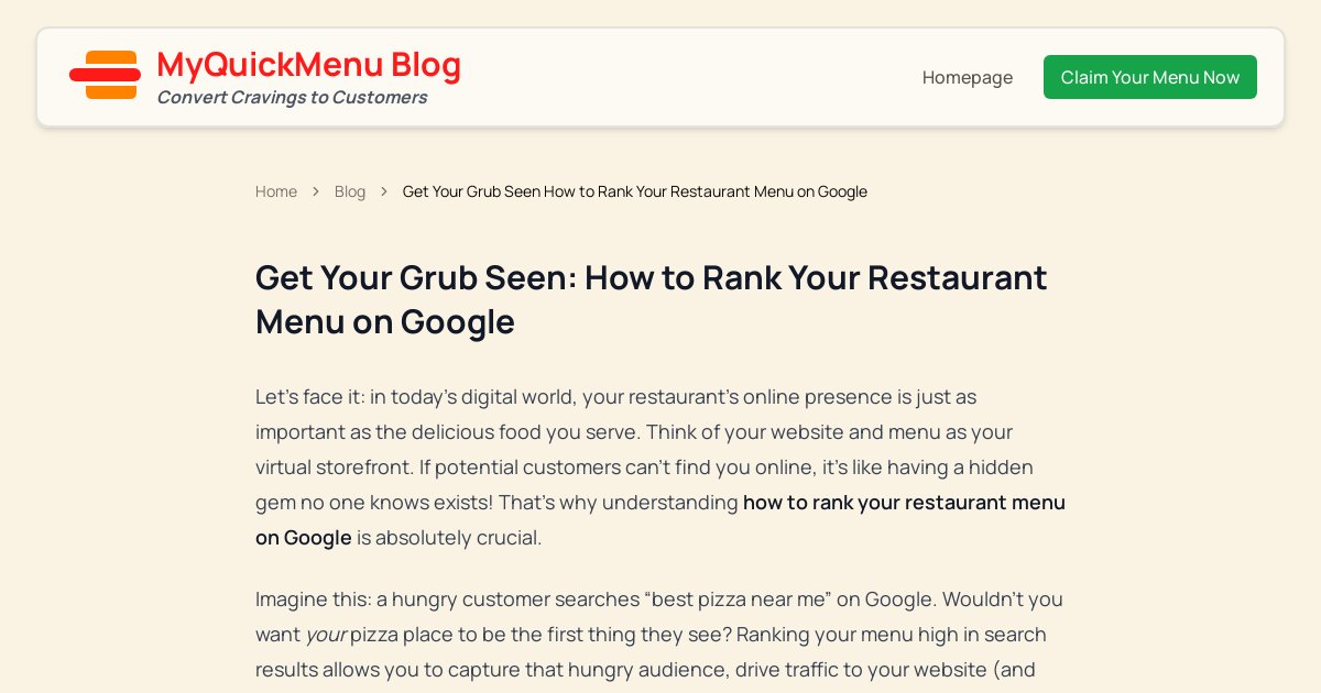 Get Your Grub Seen How to Rank Your Restaurant Menu on Google
