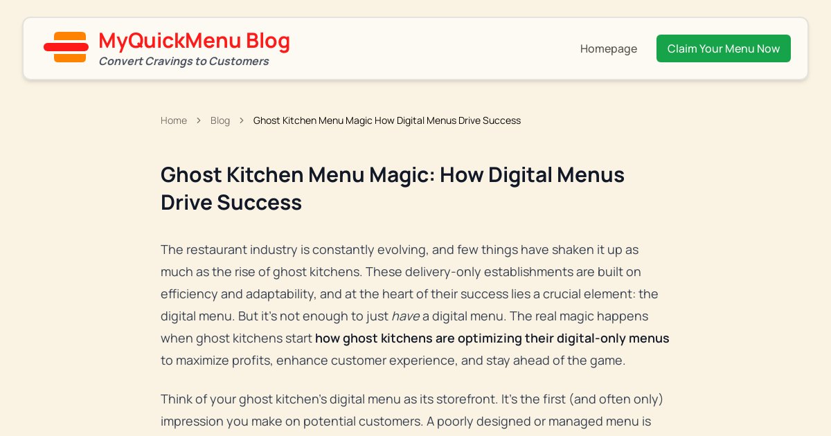 Ghost Kitchen Menu Magic How Digital Menus Drive Success