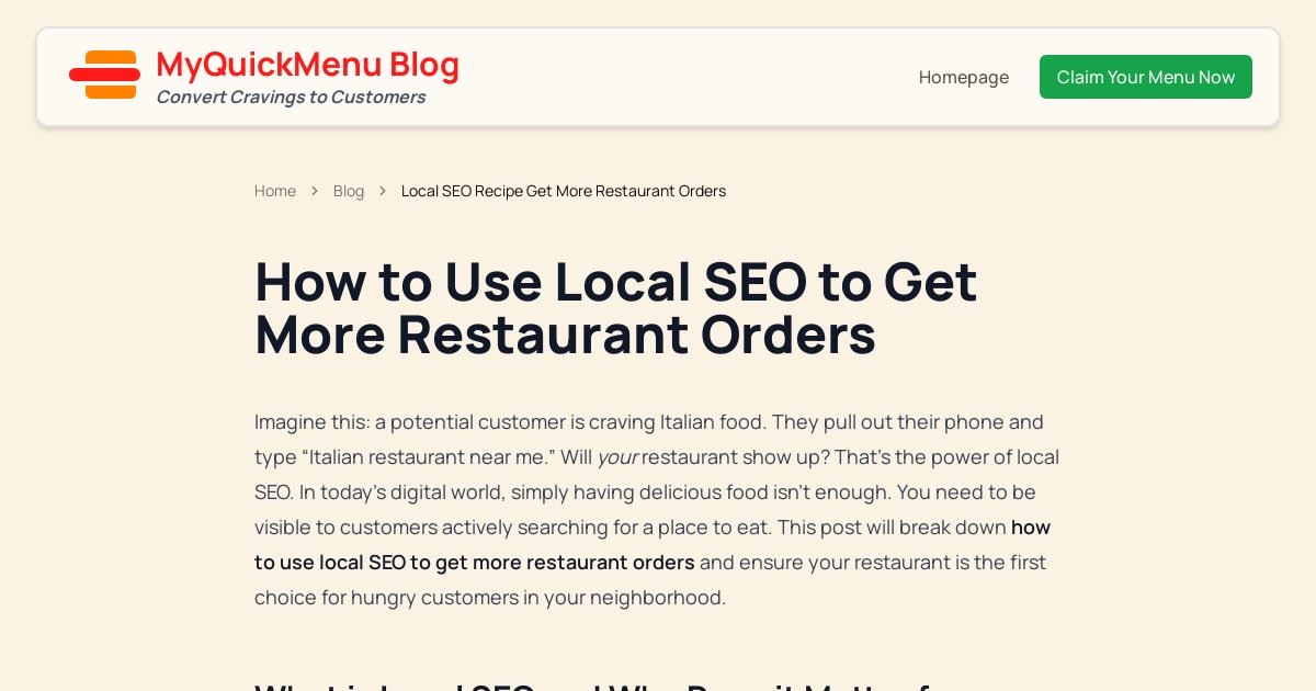 Local SEO Recipe Get More Restaurant Orders