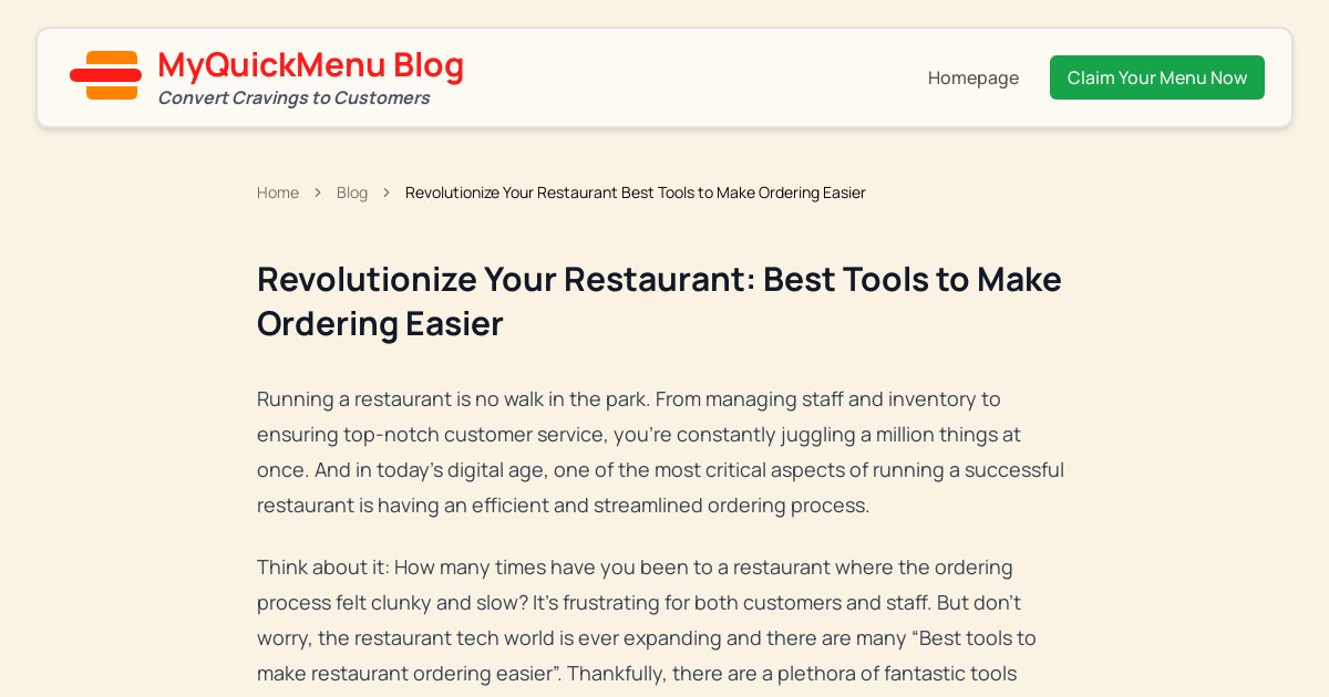 Revolutionize Your Restaurant Best Tools to Make Ordering Easier
