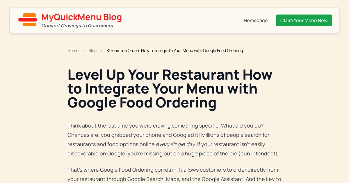 Streamline Orders How to Integrate Your Menu with Google Food Ordering