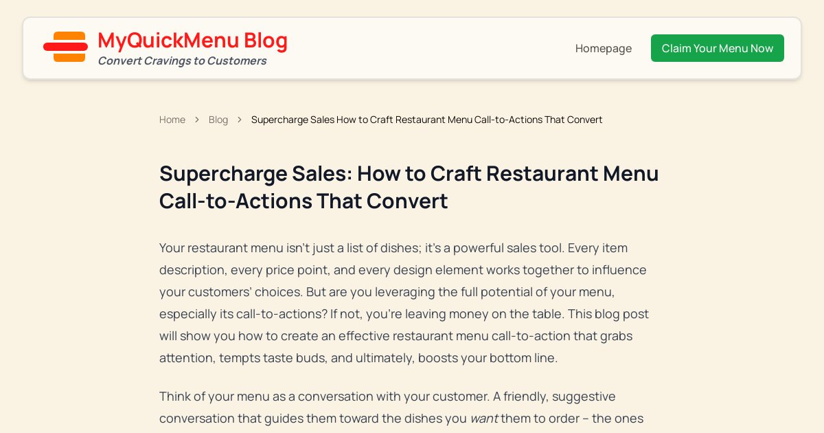 Supercharge Sales How to Craft Restaurant Menu Call-to-Actions That Convert