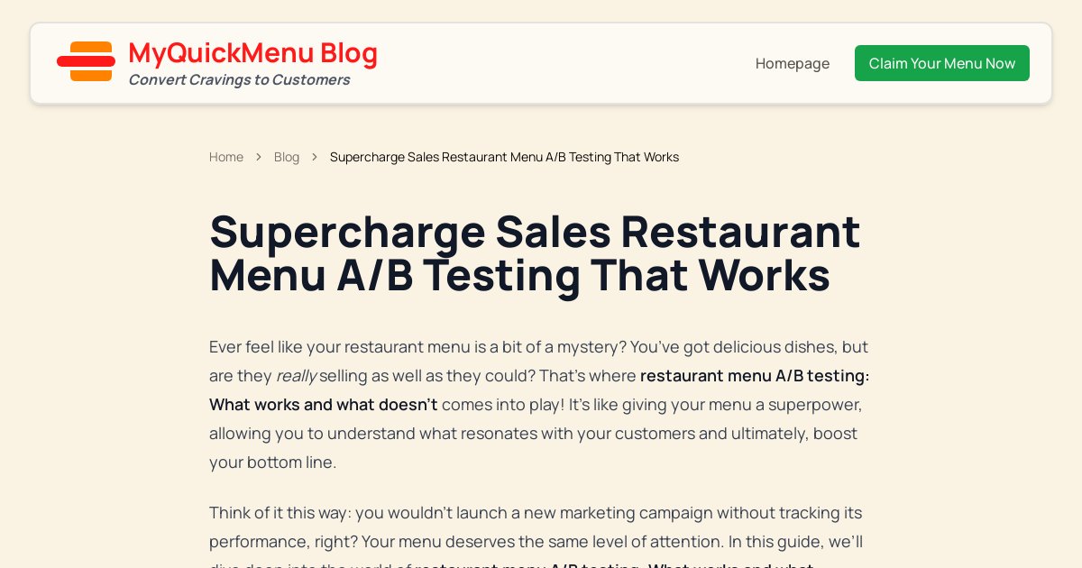 Supercharge Sales Restaurant Menu A/B Testing That Works